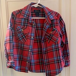 Polo by Ralph Lauren Kids Blue and Red Plaid Flannel Shirt